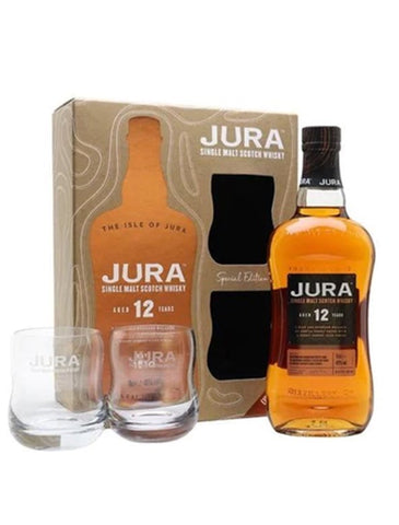 Jura 12yo Single Malt Whisky 700mL + 2 Glasses Giftpack