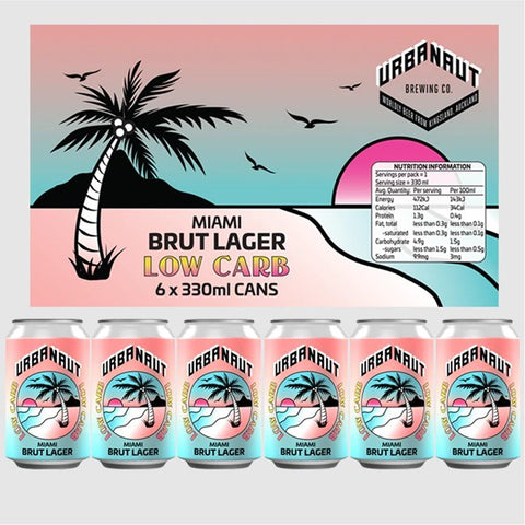 Urbanaut Miami Brut Lager Low Carb 330mL Cans 6 pack