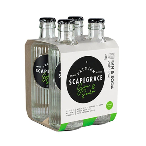 Scapegrace Premium Gin and Soda with Lime 250mL Bottles 4 pack