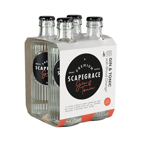 Scapegrace Premium Gin and Tonic with Blood Orange 250mL Bottles 4 pack