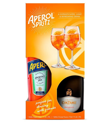Aperol 700ml and Cinzano 750ml Spritz Pack